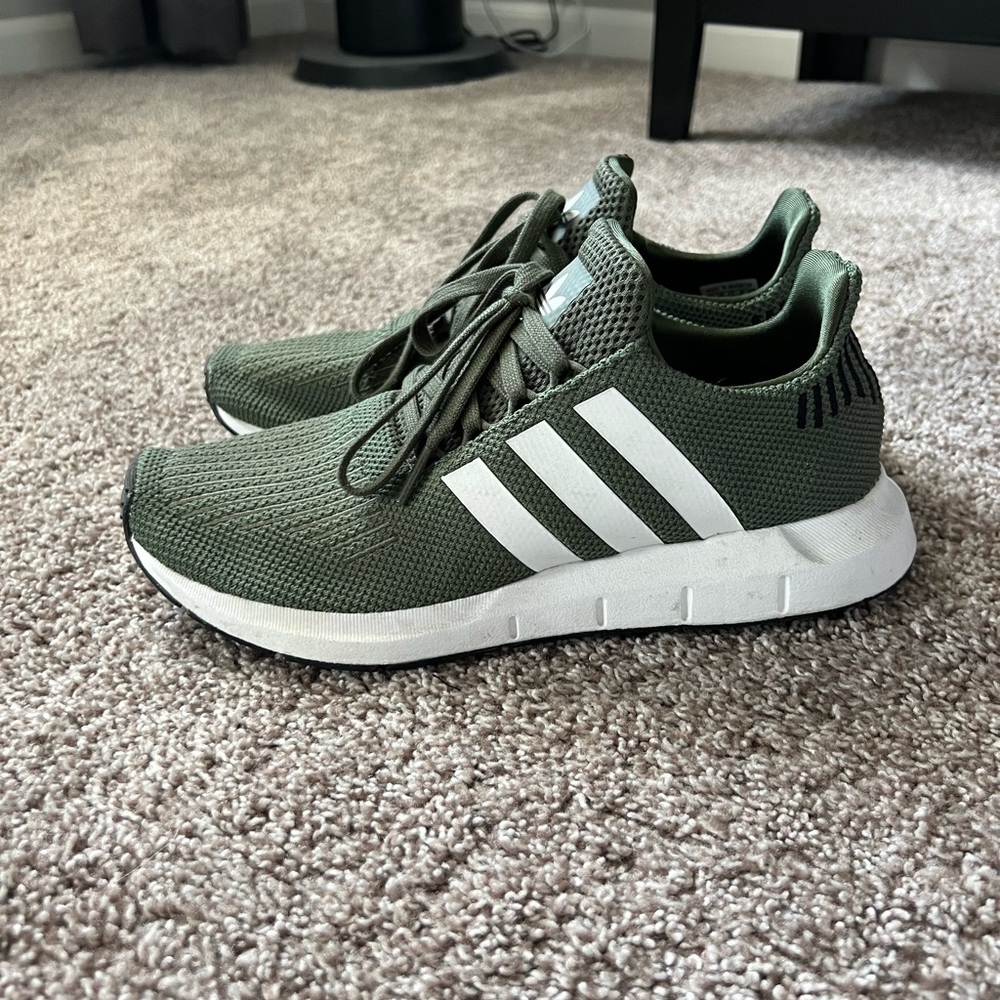 Adidas Olive Sneakers with White Accents